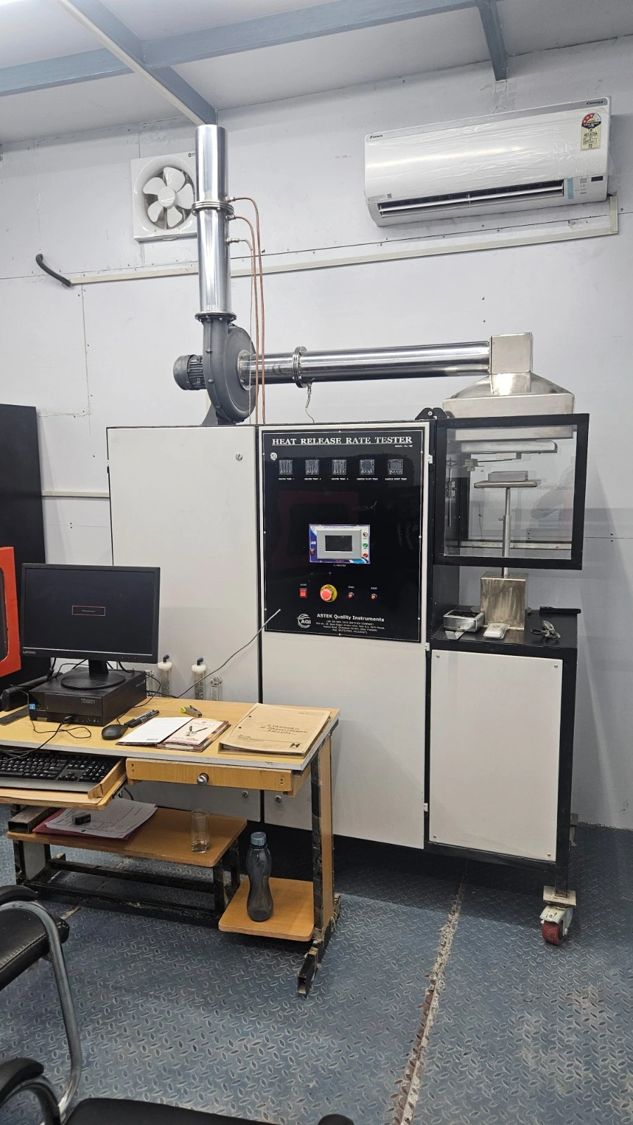 Heat release rate tester for EN 45545-2 HL3 flame retardant rubber